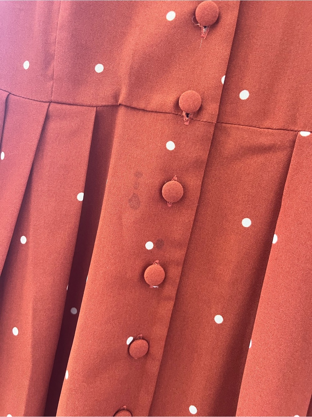 Rihoas Rust Polka Dot Button-Front Midi Dress - Picture 4 of 4